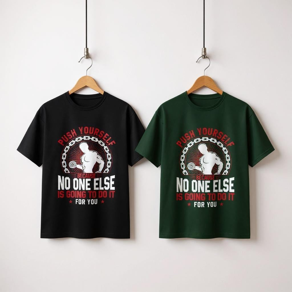 Men’s Motivational Gym T-Shirt – “Push Yourself” Fitness Tee
