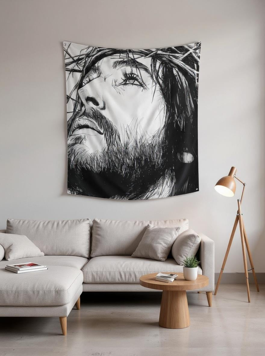 Jesus Close-Up Portrait Tapestry