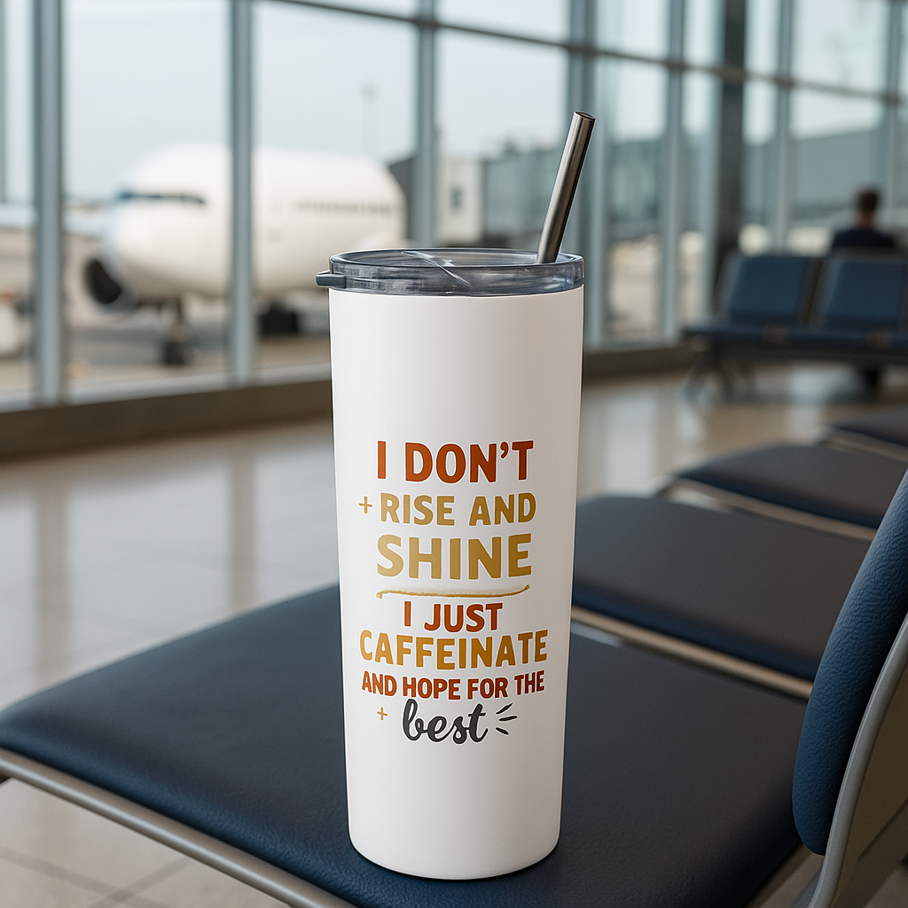 I Don’t Rise & Shine, I Caffeinate" Funny Stainless Steel Tumbler – 20oz