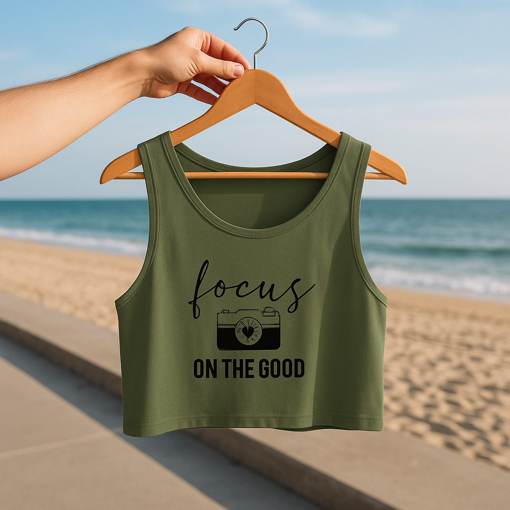 "Focus on the Good" Graphic Crop Tank