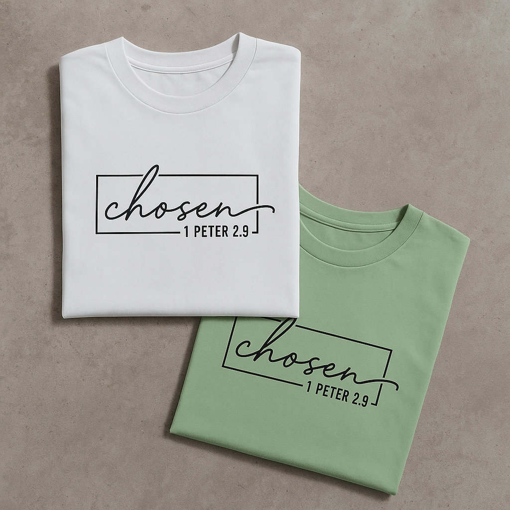 Chosen – 1 Peter 2:9 Bible Verse Christian T-Shirt for Men | Minimal Faith-Based Tee