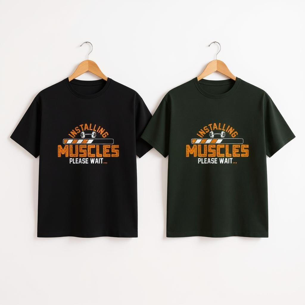 Men’s Funny “Installing Muscles” Gym T-Shirt