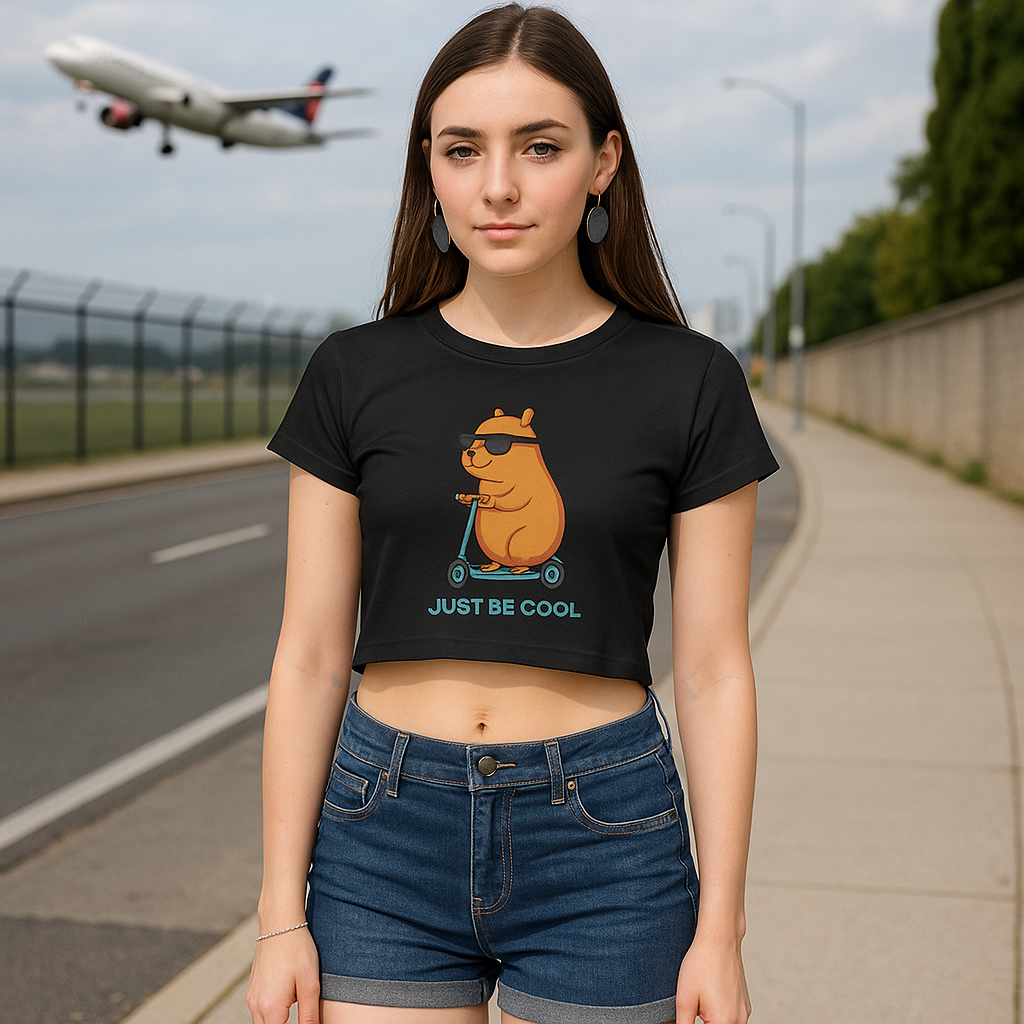 Just Be Cool Dog Graphic Crop Top