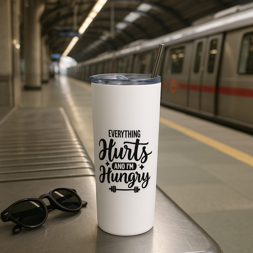 Everything Hurts and I’m Hungry” Fitness Tumbler – 20oz Stainless Steel Bottle
