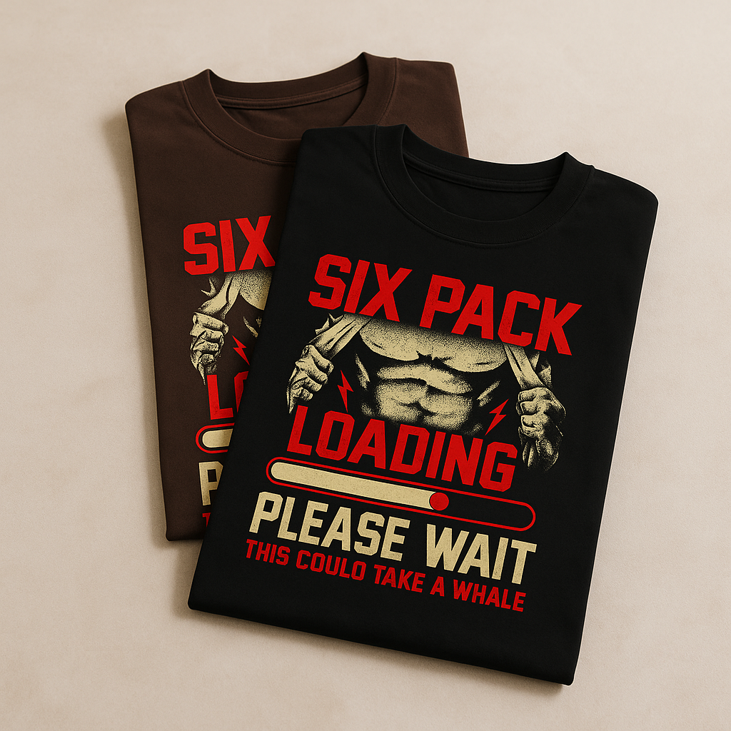 Men’s “Six Pack Loading” Funny Gym T-Shirt – Workout Motivation Tee