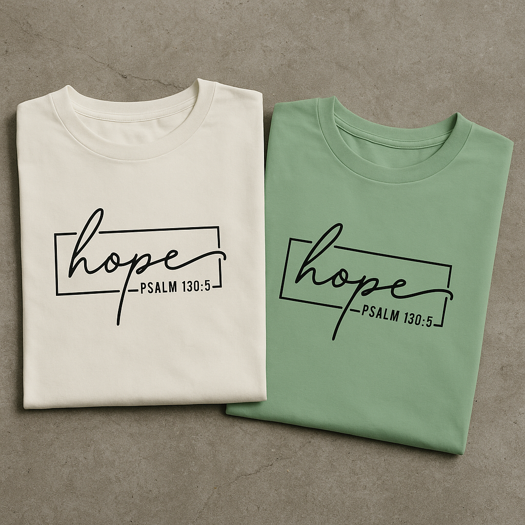 Hope – Psalm 130:5 Scripture T-Shirt for Men | Minimal Christian Faith Tee