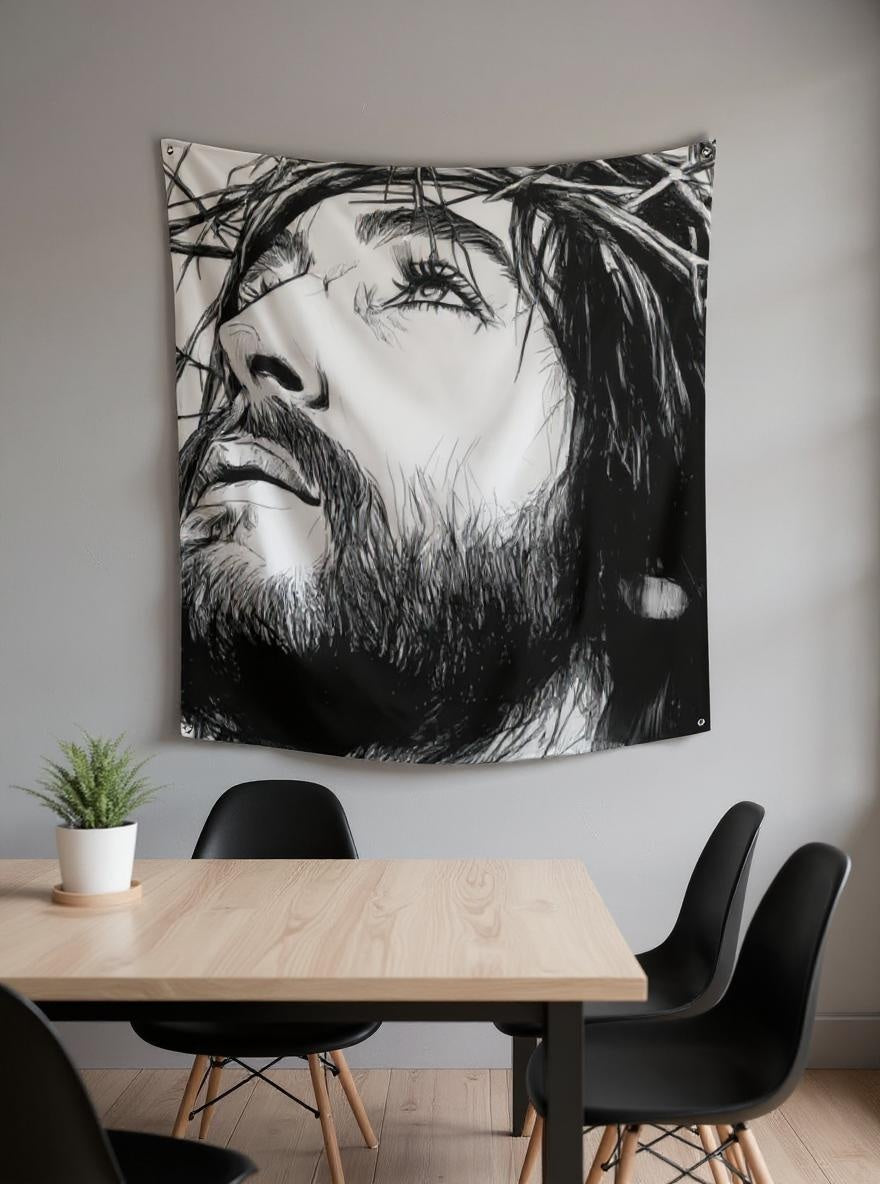 Jesus Close-Up Portrait Tapestry