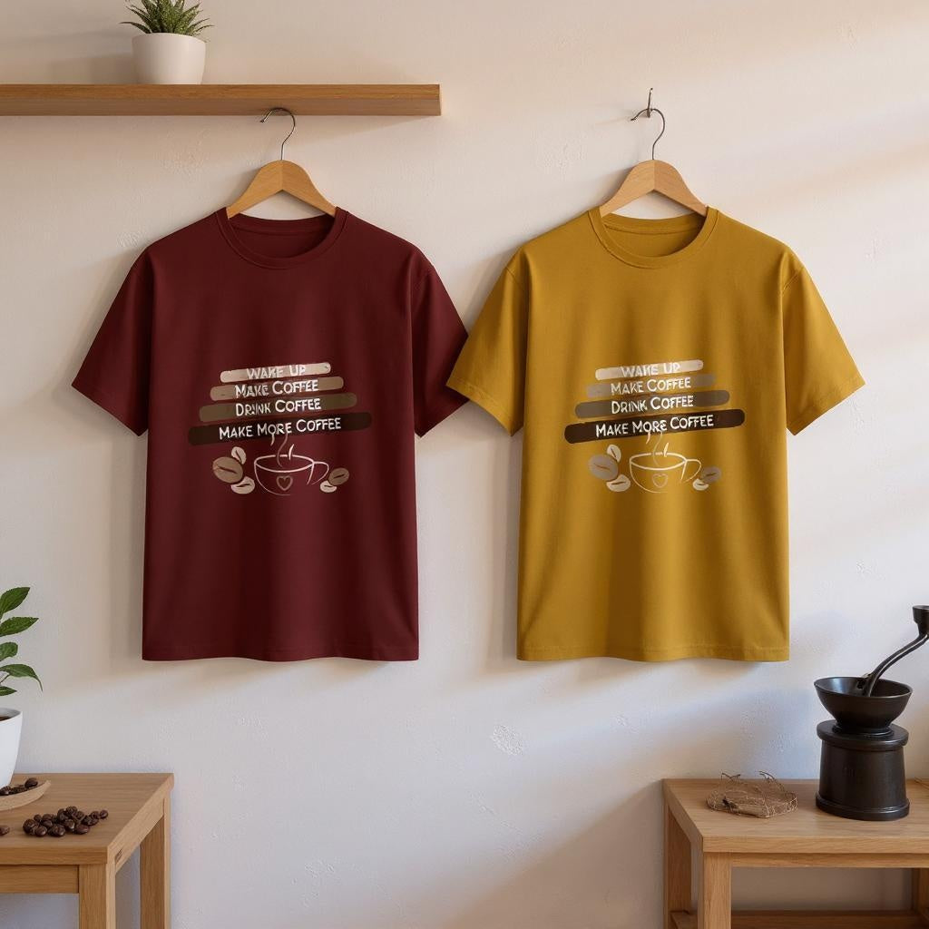 Wake Up Make Coffee Repeat T-Shirt – Unisex Coffee Lover Shirt for Baristas & Caffeine Addicts