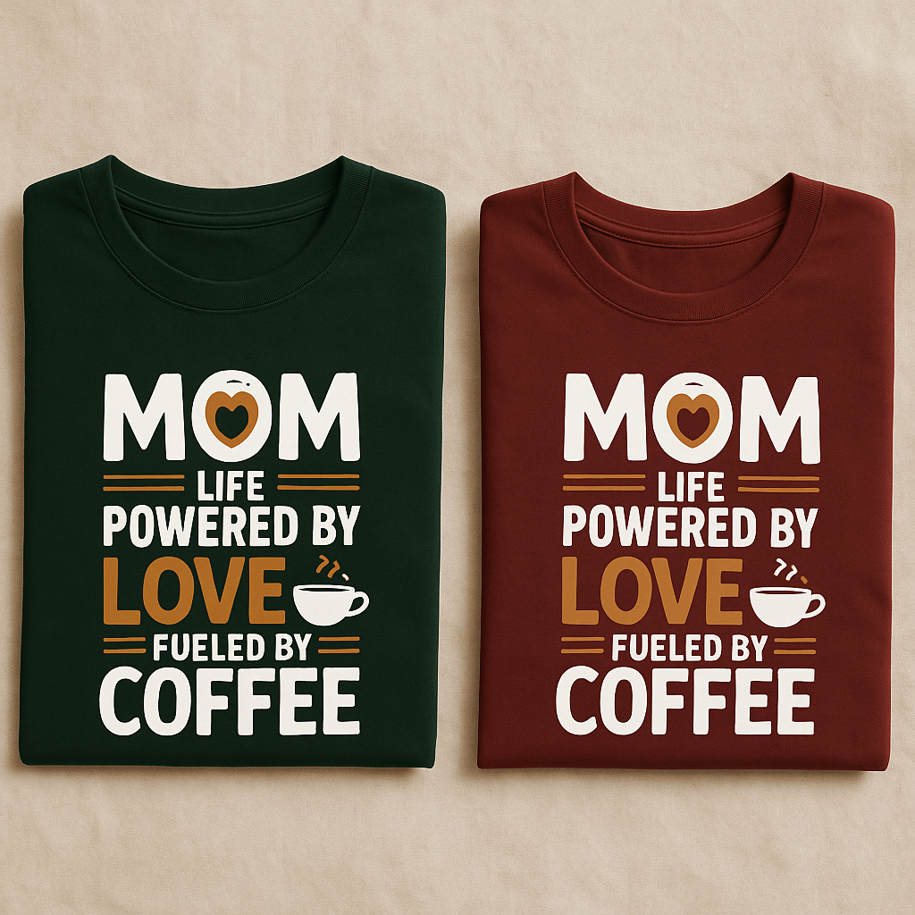 Mom Life Powered by Love Fueled by Coffee T-Shirt – Unisex Funny Coffee Tee for Mothers