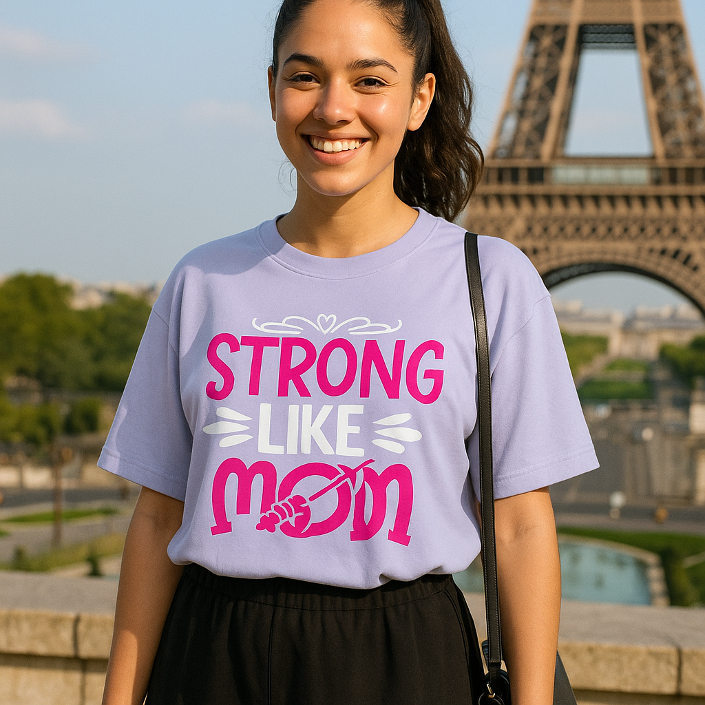 Strong Like Mom – Oversized Motivational T-Shirt for Women & Girls