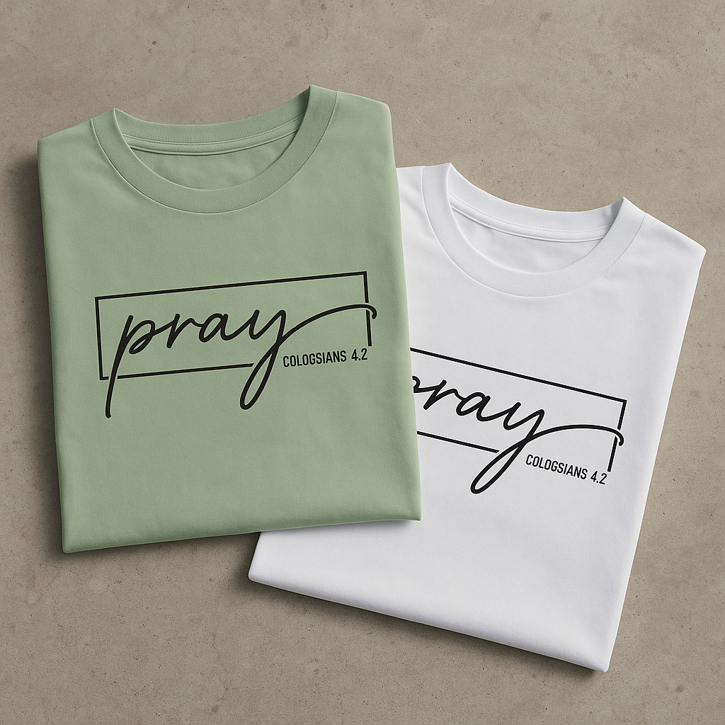 Pray – Faith-Based Minimal Scripture T-Shirt for Men | Colossians 4:2 Christian Tee