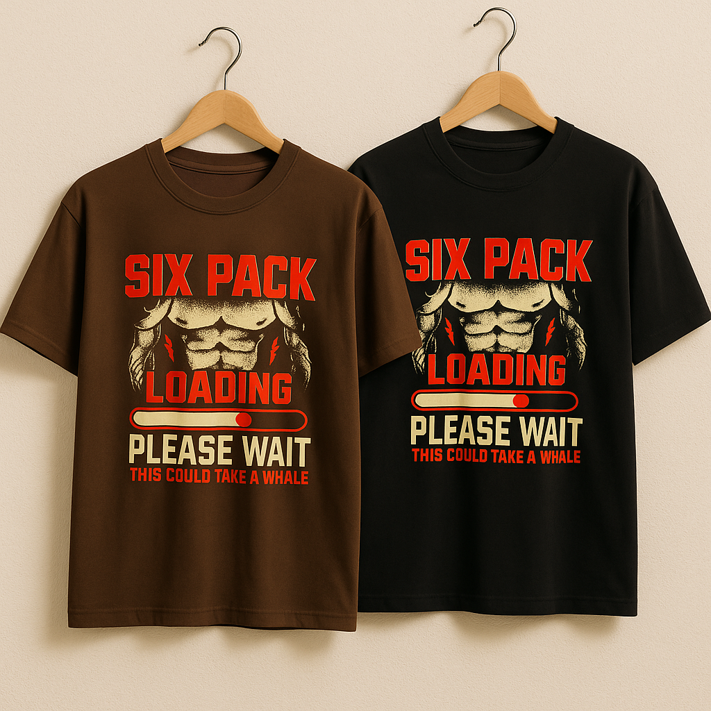Men’s “Six Pack Loading” Funny Gym T-Shirt – Workout Motivation Tee