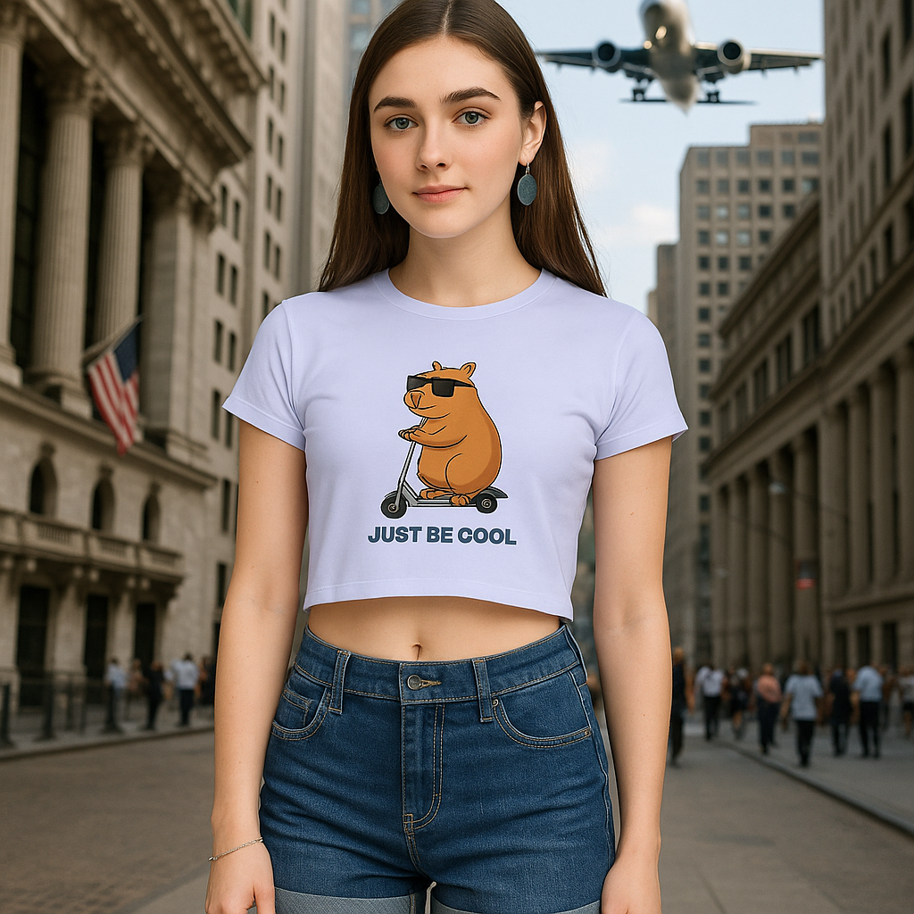 Just Be Cool Dog Graphic Crop Top