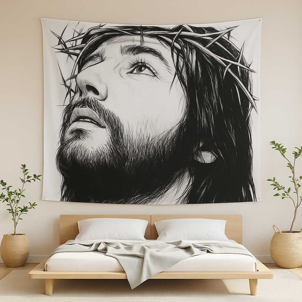 Jesus Close-Up Portrait Tapestry