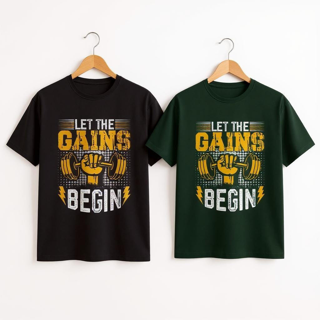 Men’s Gym T-Shirt – “Let The Gains Begin”