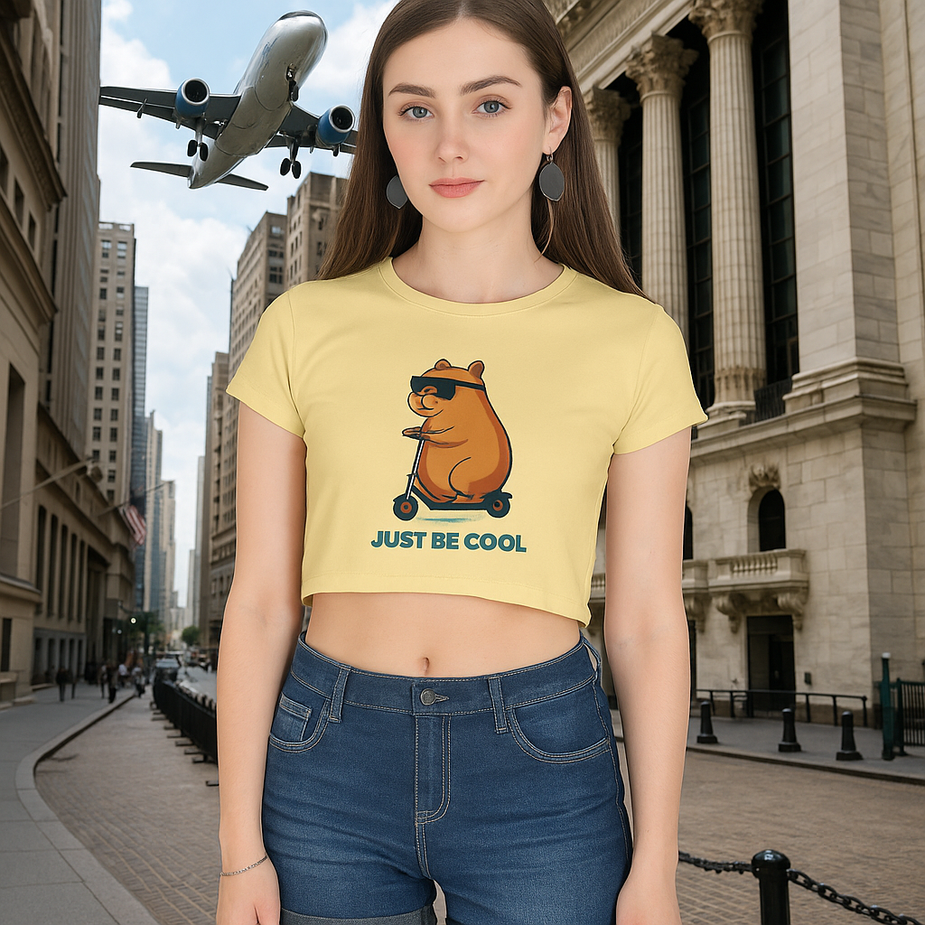 Just Be Cool Dog Graphic Crop Top