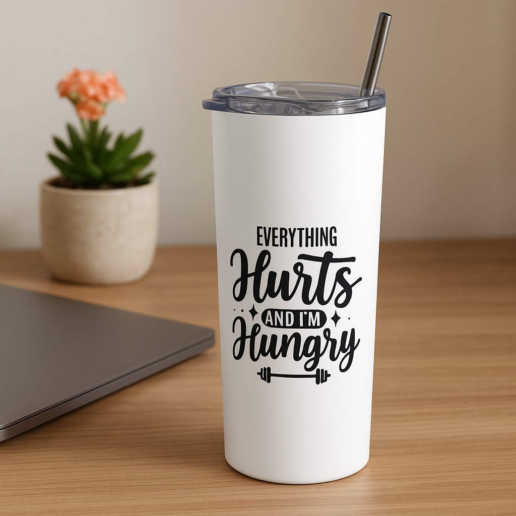 Everything Hurts and I’m Hungry” Fitness Tumbler – 20oz Stainless Steel Bottle