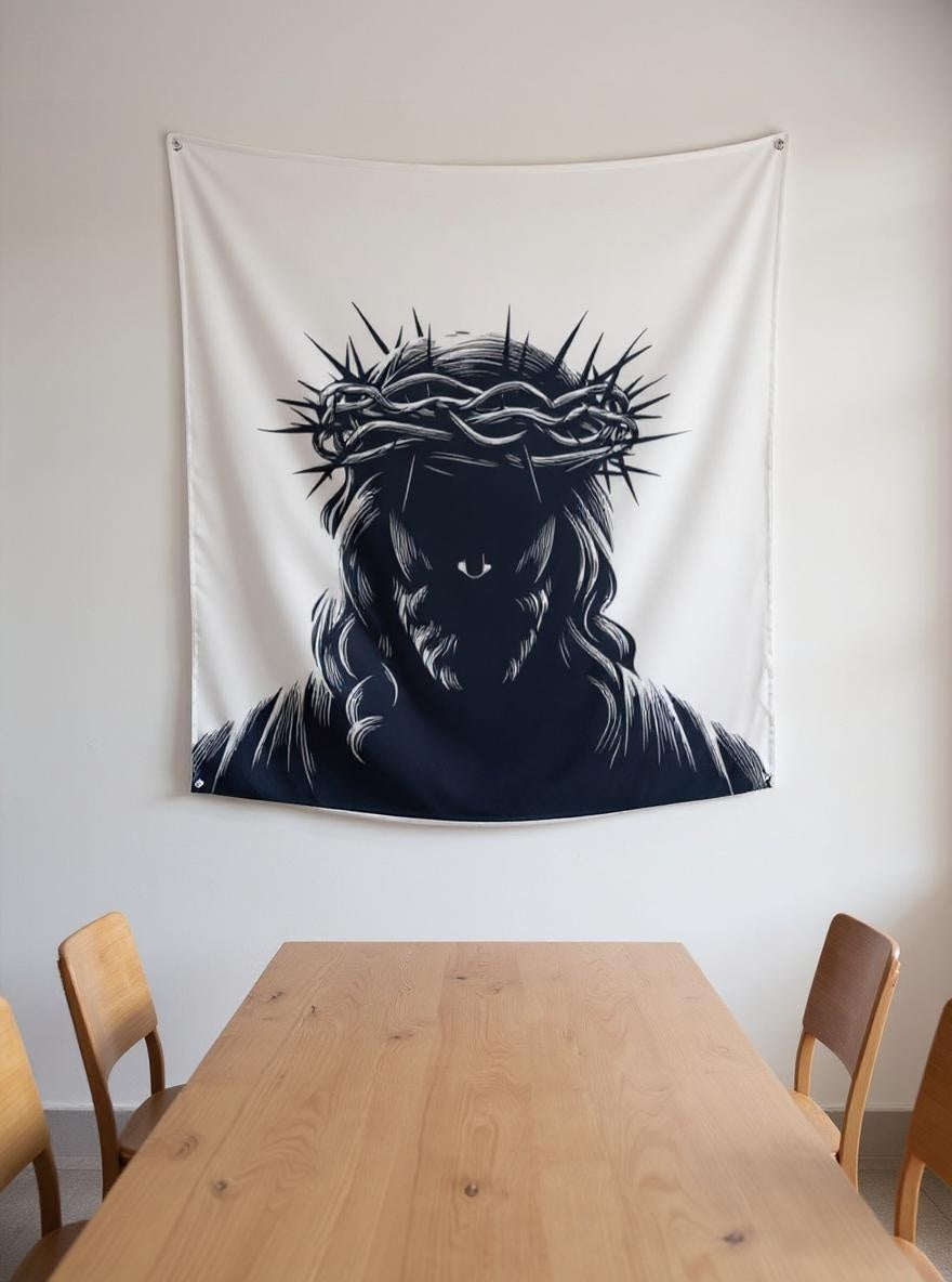 Jesus Crown Silhouette Wall Tapestry