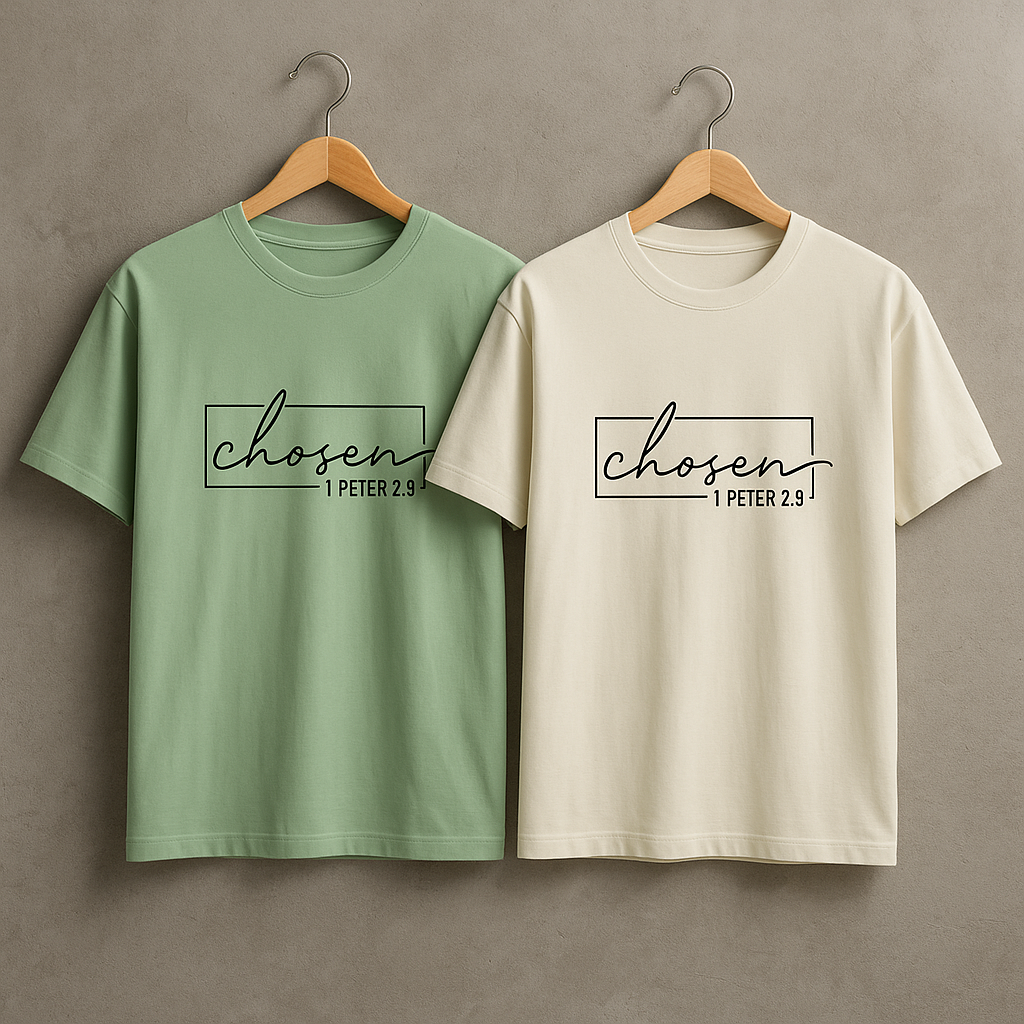 Chosen – 1 Peter 2:9 Bible Verse Christian T-Shirt for Men | Minimal Faith-Based Tee