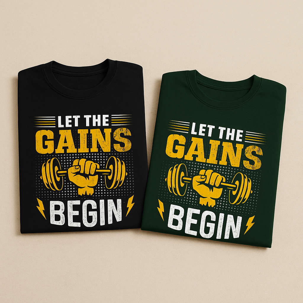 Men’s Gym T-Shirt – “Let The Gains Begin”