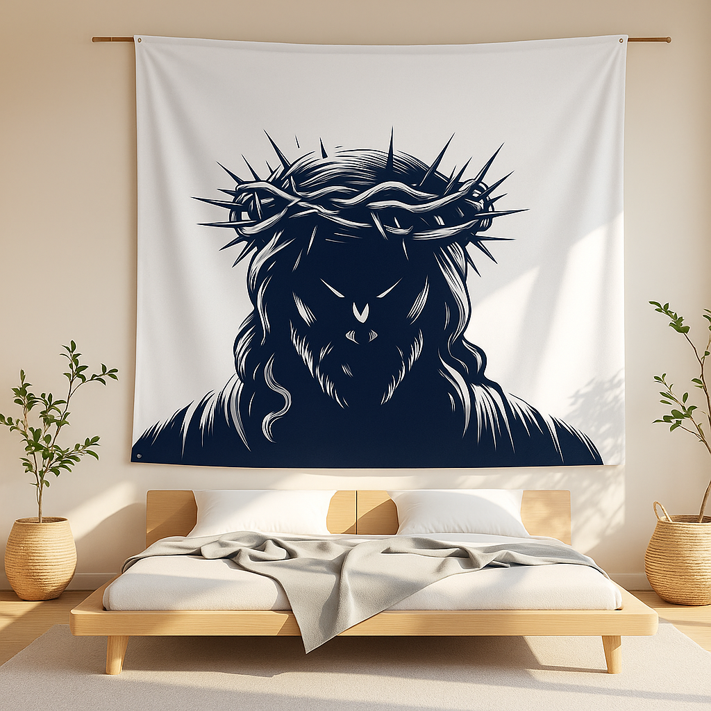 Jesus Crown Silhouette Wall Tapestry