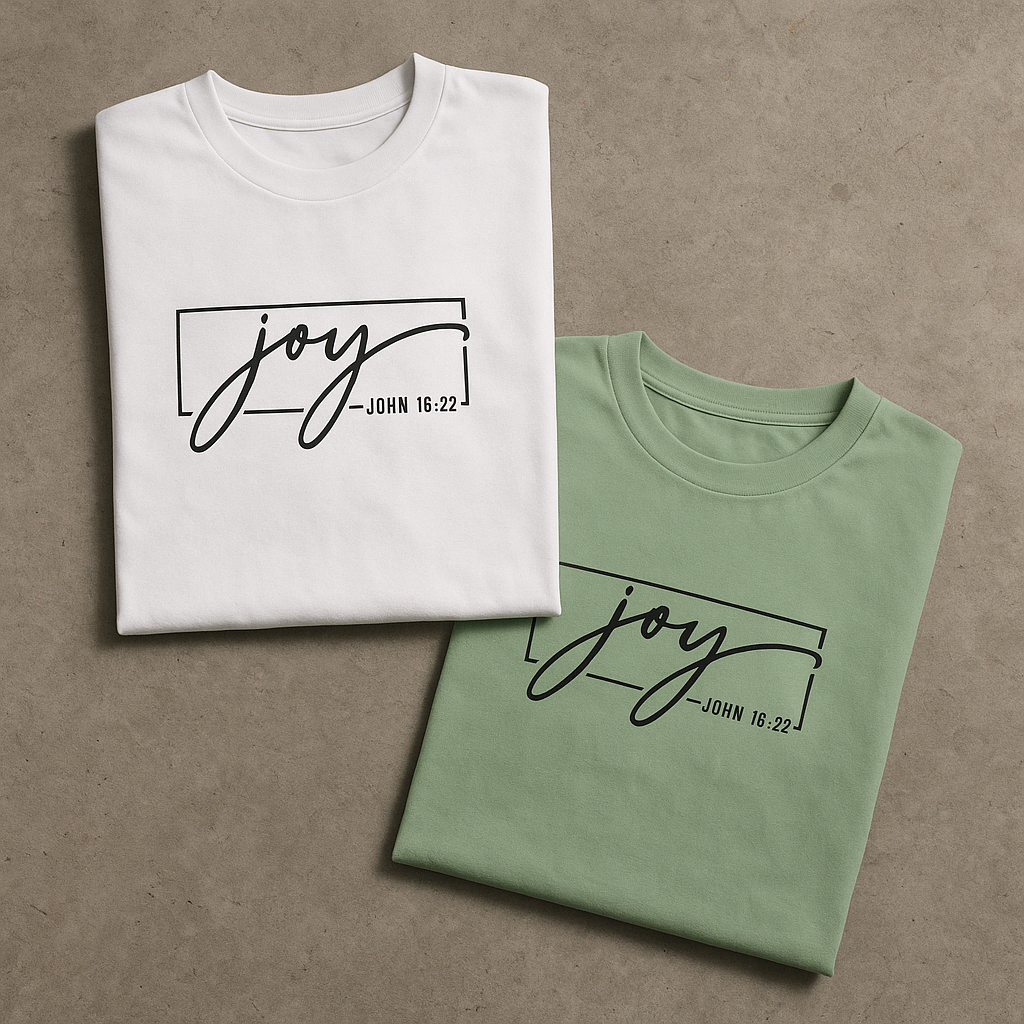 Joy – Minimal Christian Scripture T-Shirt for Men | John 16:22 Bible Verse Tee