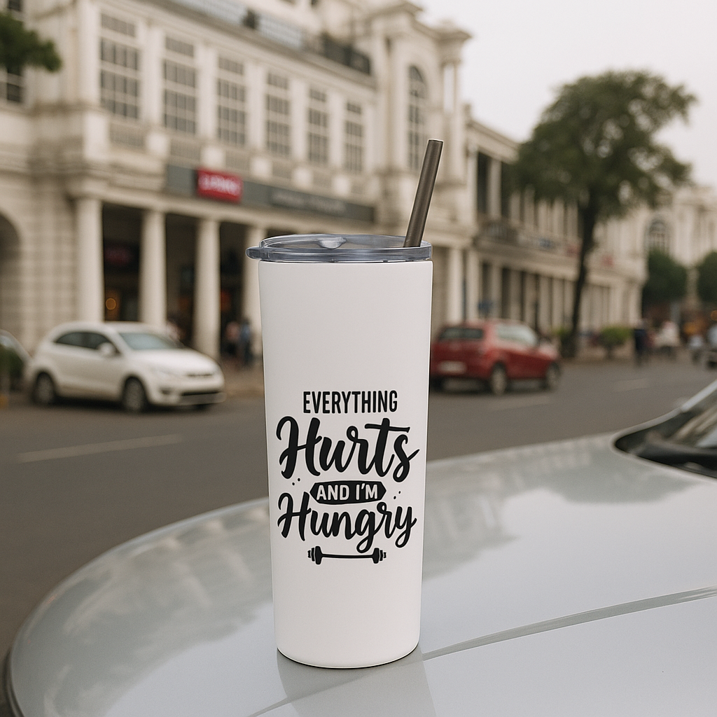 Everything Hurts and I’m Hungry” Fitness Tumbler – 20oz Stainless Steel Bottle