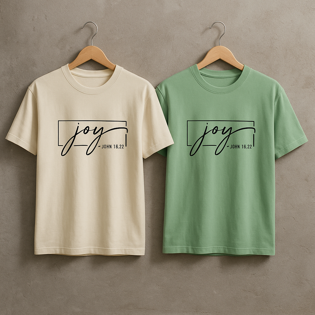 Joy – Minimal Christian Scripture T-Shirt for Men | John 16:22 Bible Verse Tee