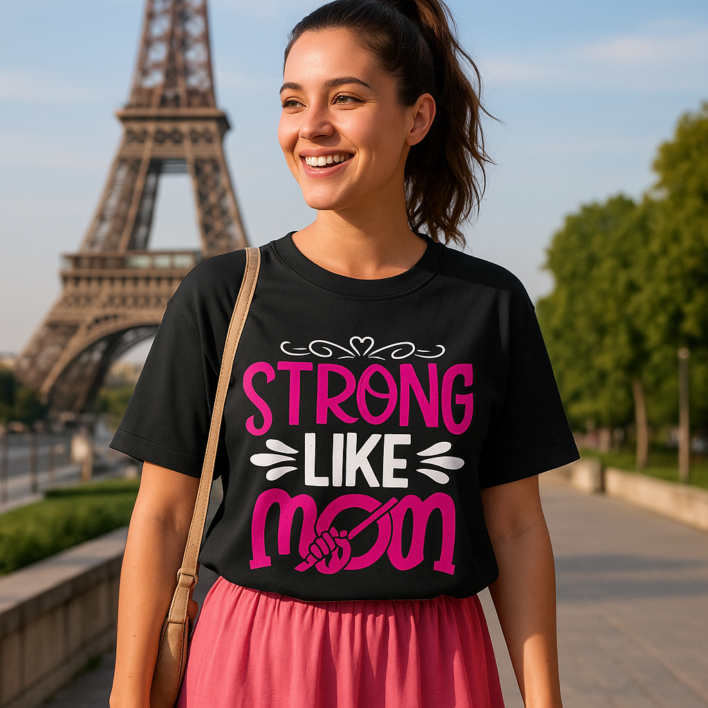 Strong Like Mom – Oversized Motivational T-Shirt for Women & Girls