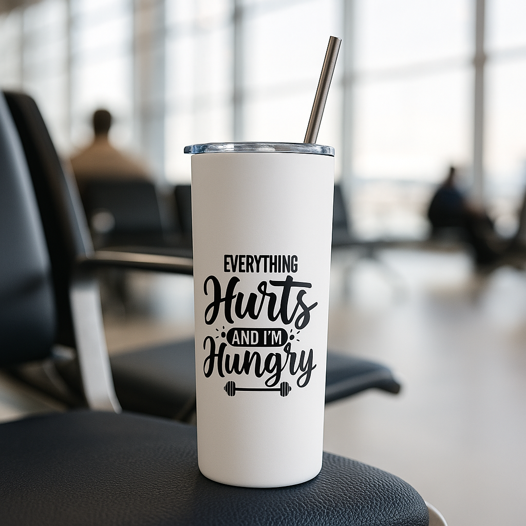 Everything Hurts and I’m Hungry” Fitness Tumbler – 20oz Stainless Steel Bottle