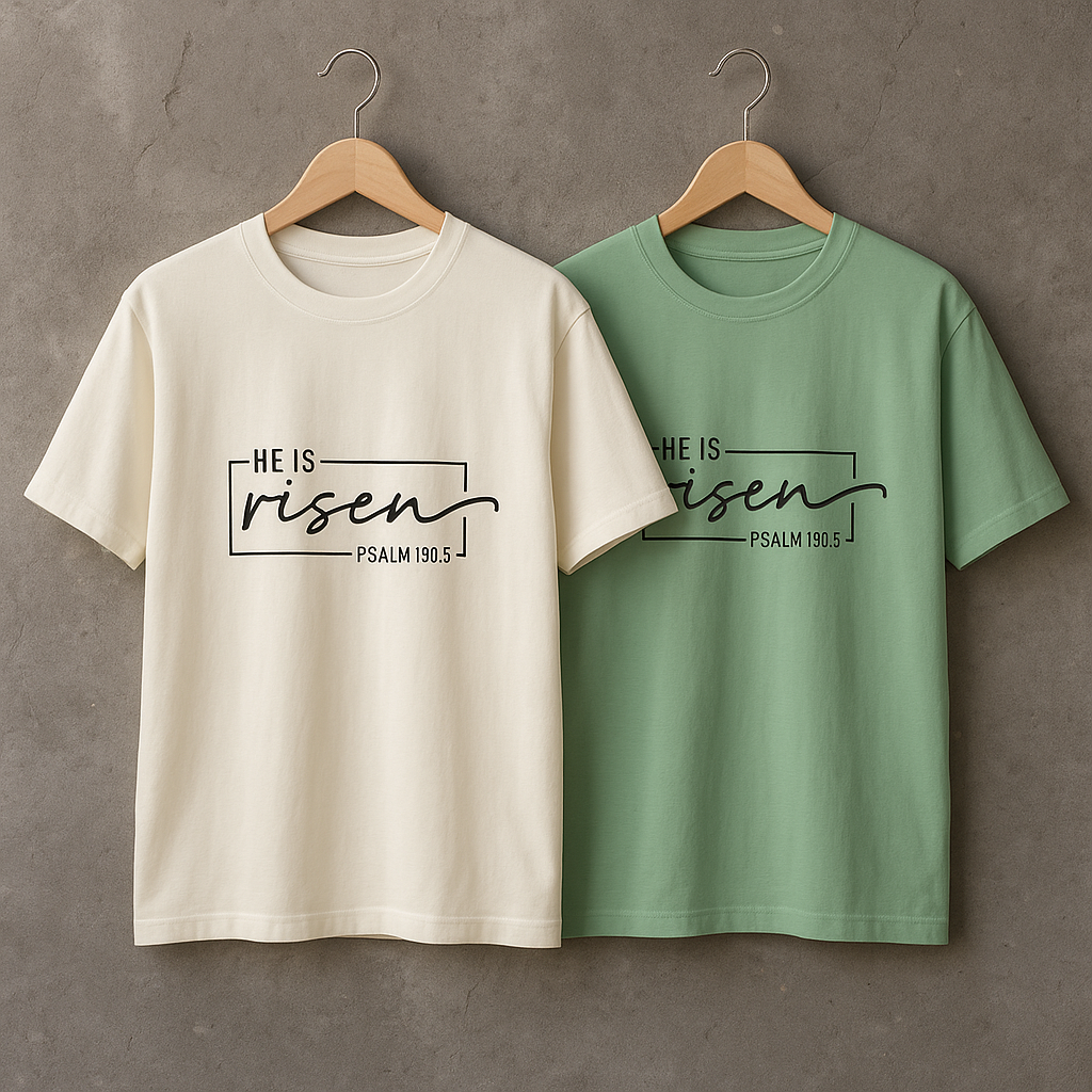 He Is Risen – Minimal Faith-Based Christian T-Shirt for Men | Psalm 130:5 Scripture Tee