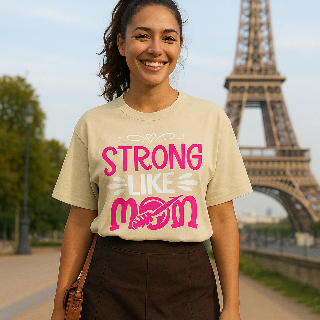 Strong Like Mom – Oversized Motivational T-Shirt for Women & Girls