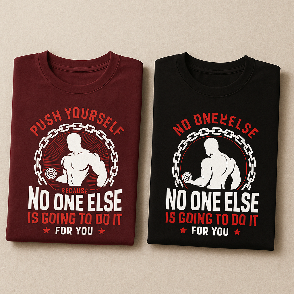 Men’s Motivational Gym T-Shirt – “Push Yourself” Fitness Tee