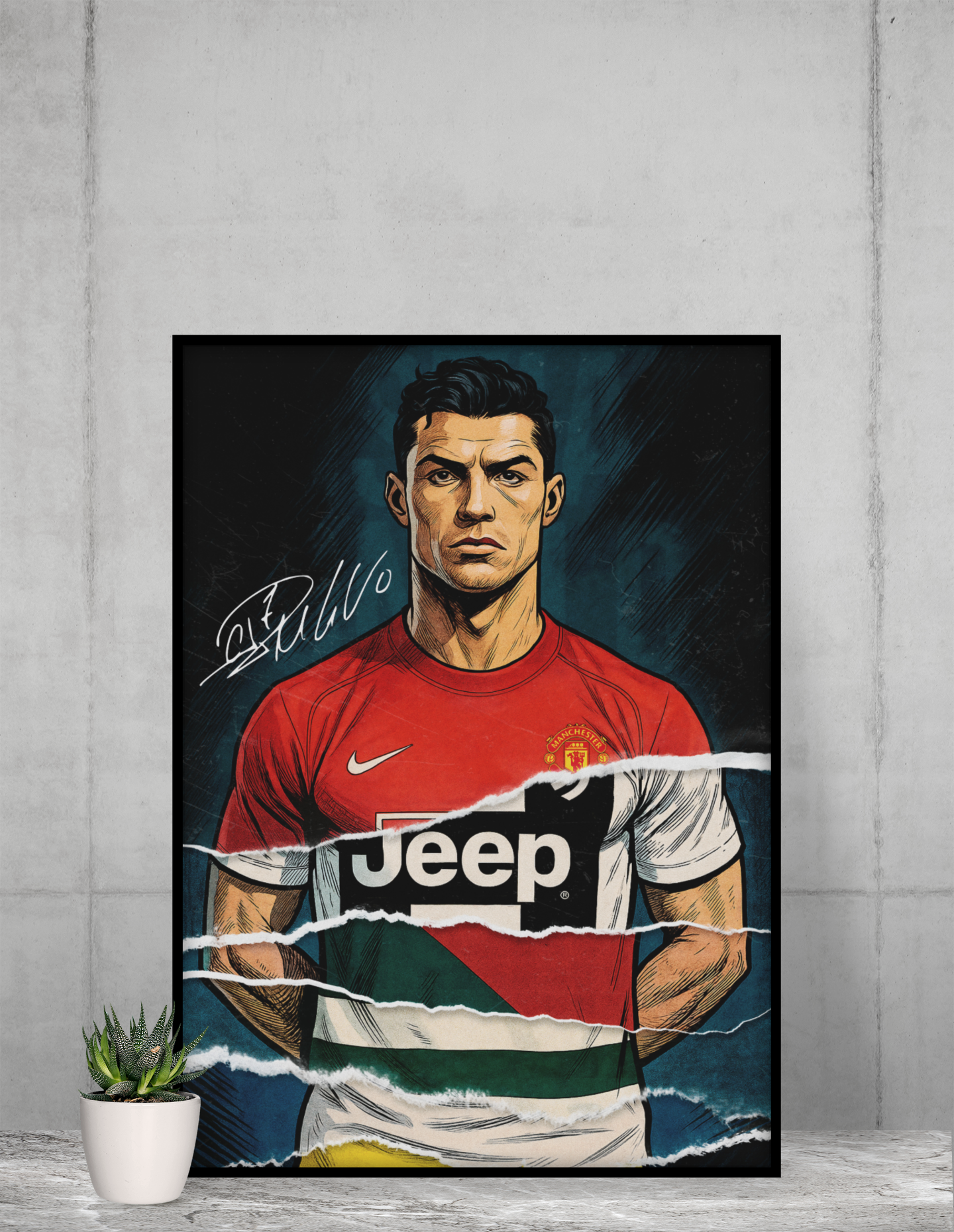 Cristiano Ronaldo Football Acrylic Wall Art A3 Framed