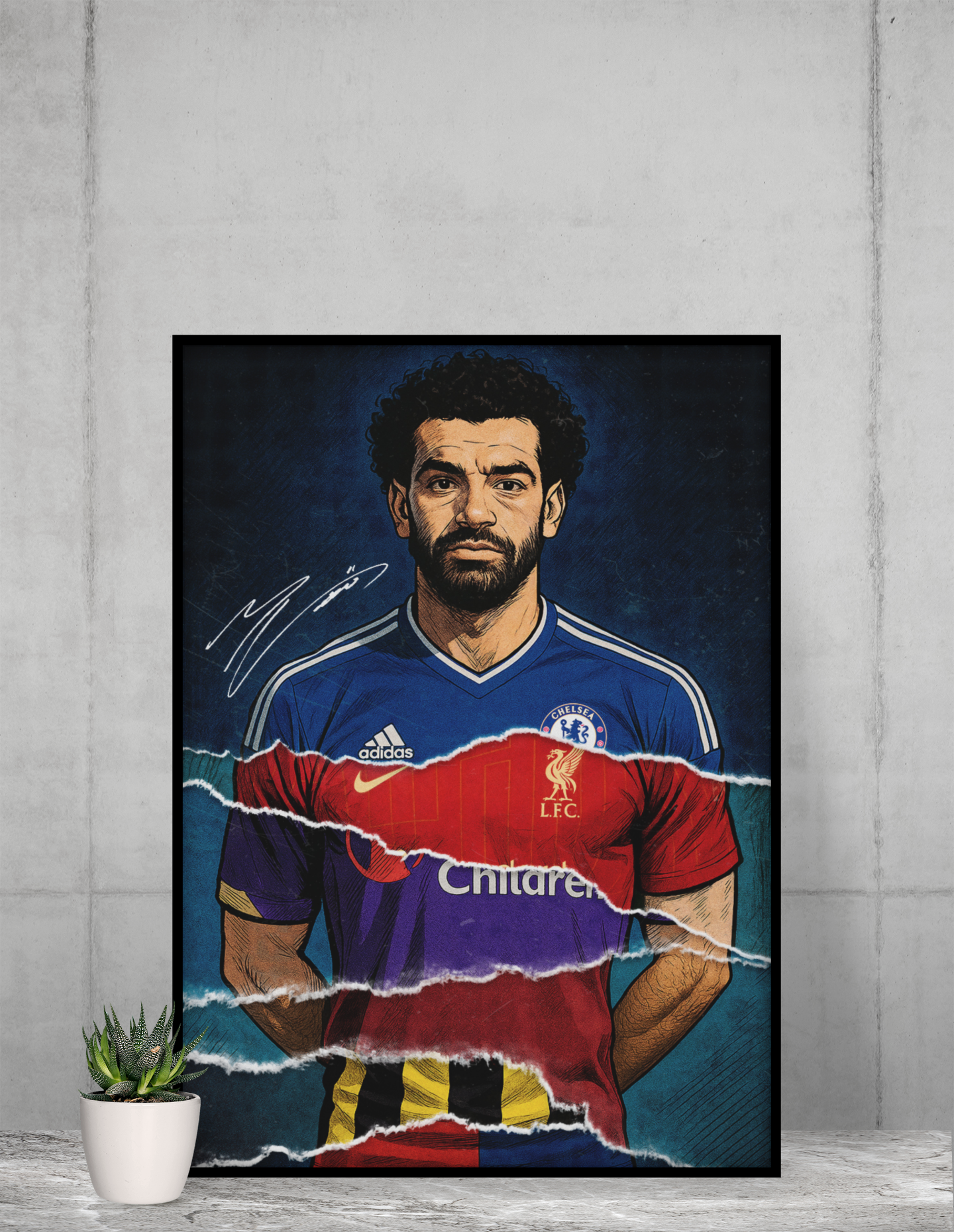 Mohamed Salah Football Acrylic Wall Art A3 Black Frame