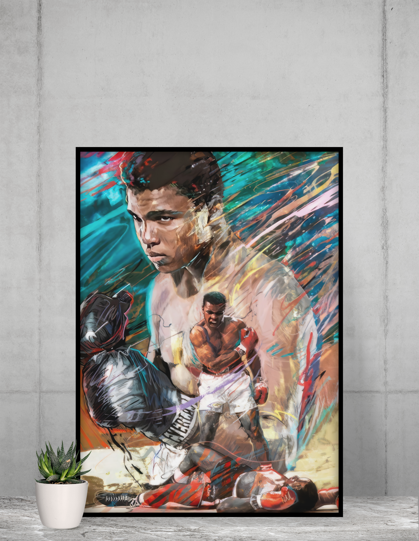 Muhammad Ali Boxing Acrylic Wall Art A3 Black Frame