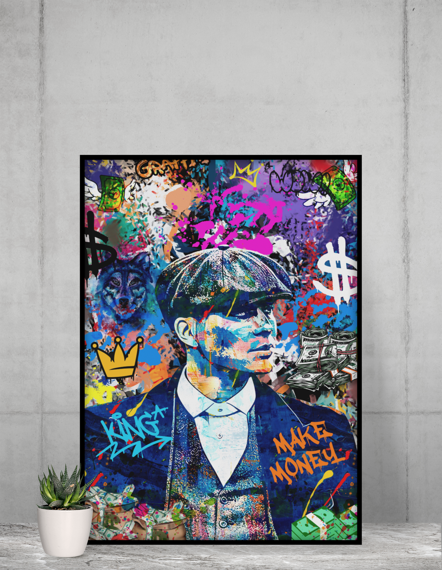 Peaky Blinders Graffiti Acrylic Wall Art A3 Black Frame