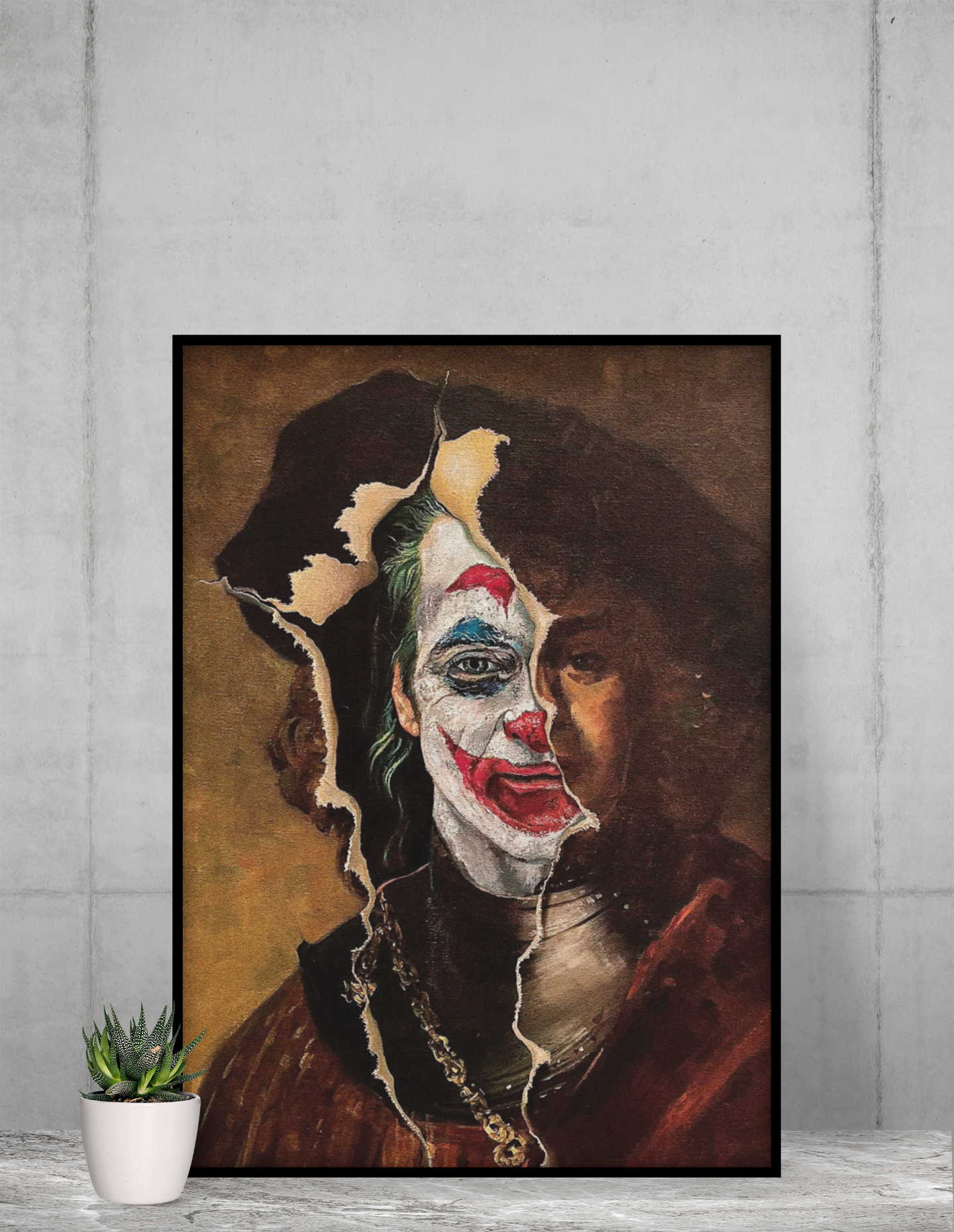 Joker Inspired Abstract Acrylic Wall Art A3 Black Frame Poster