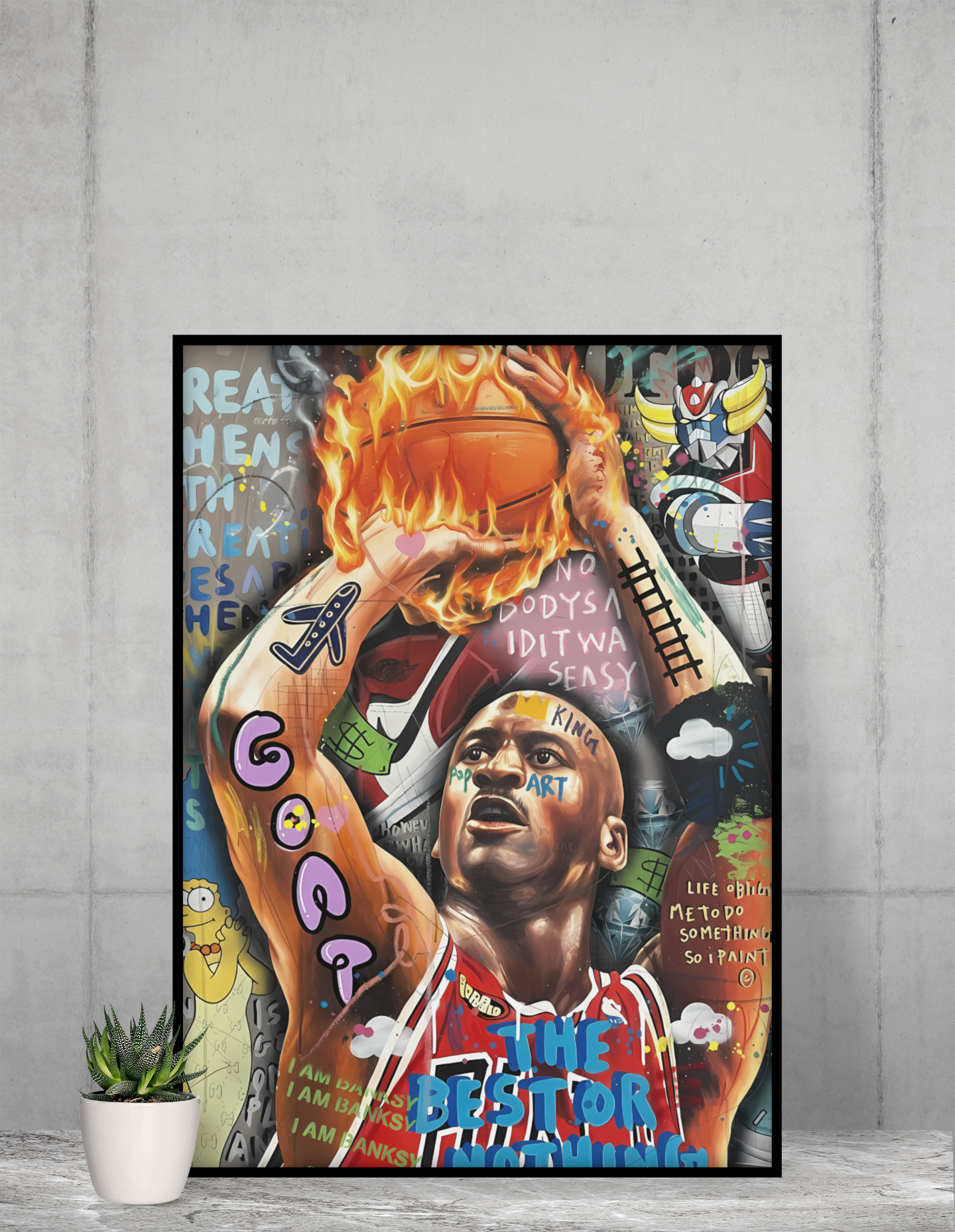 Michael Jordan Pop Art Acrylic Wall Art A3 Black Frame