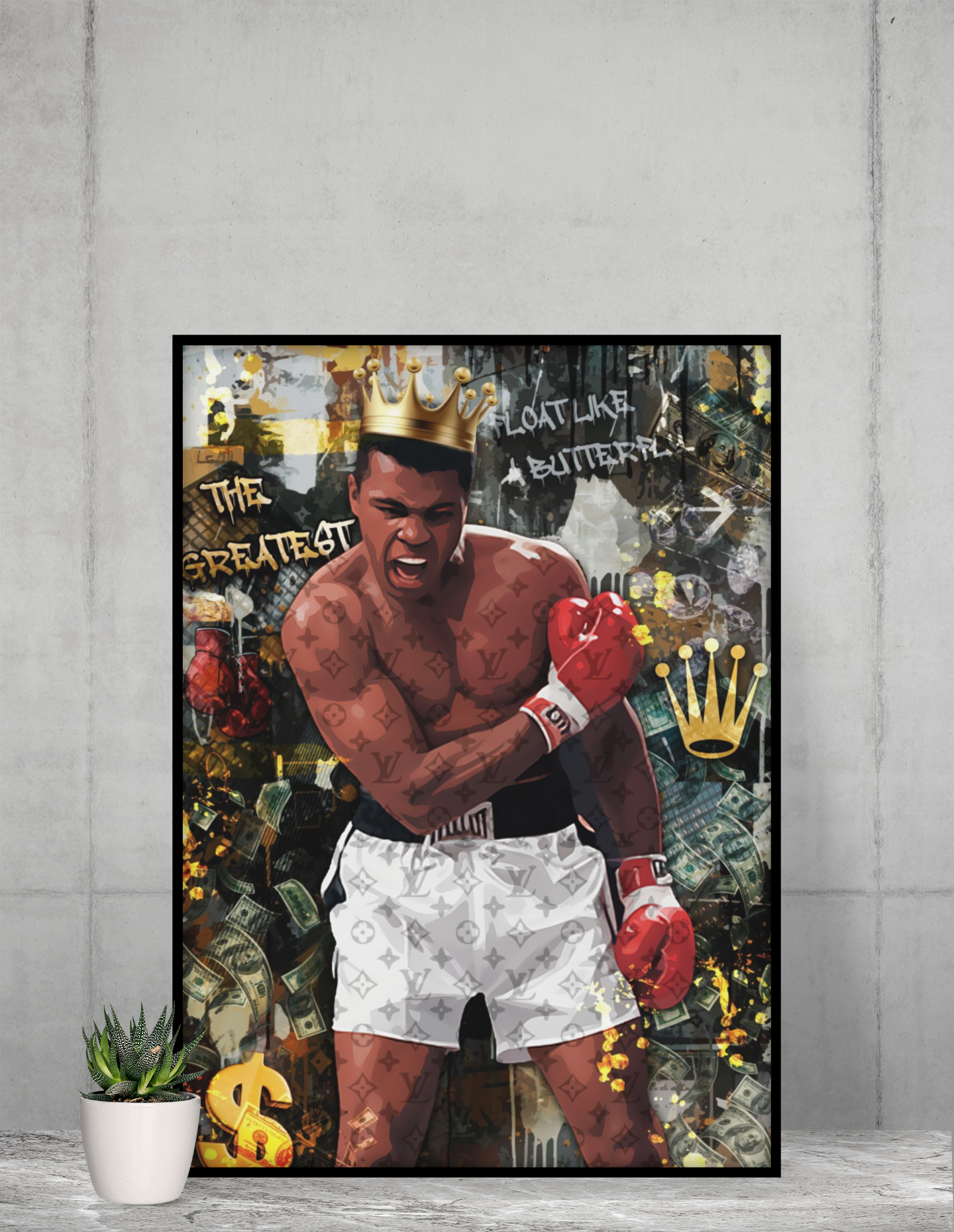 Muhammad Ali Pop Art Acrylic Wall Art A3 Black Frame