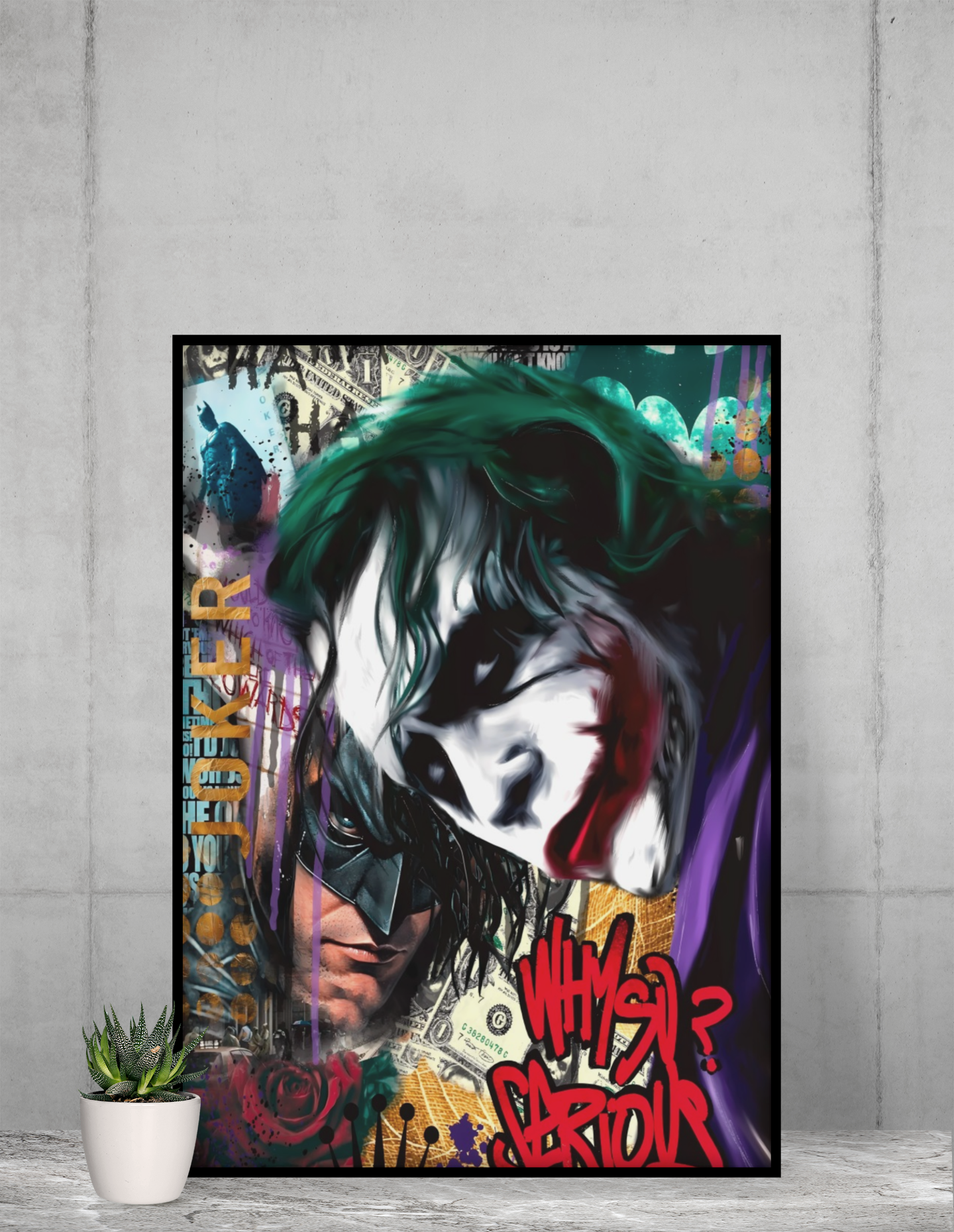 Joker Pop Art Acrylic Wall Art A3 Black Frame