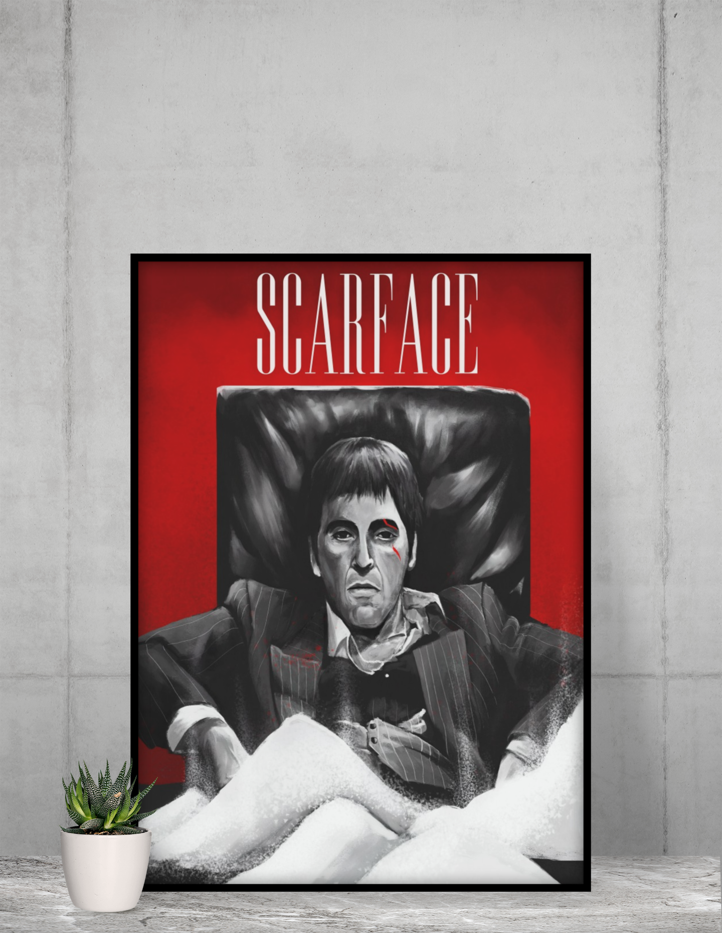 Scarface Inspired Acrylic Wall Art A3 Black Frame Poster
