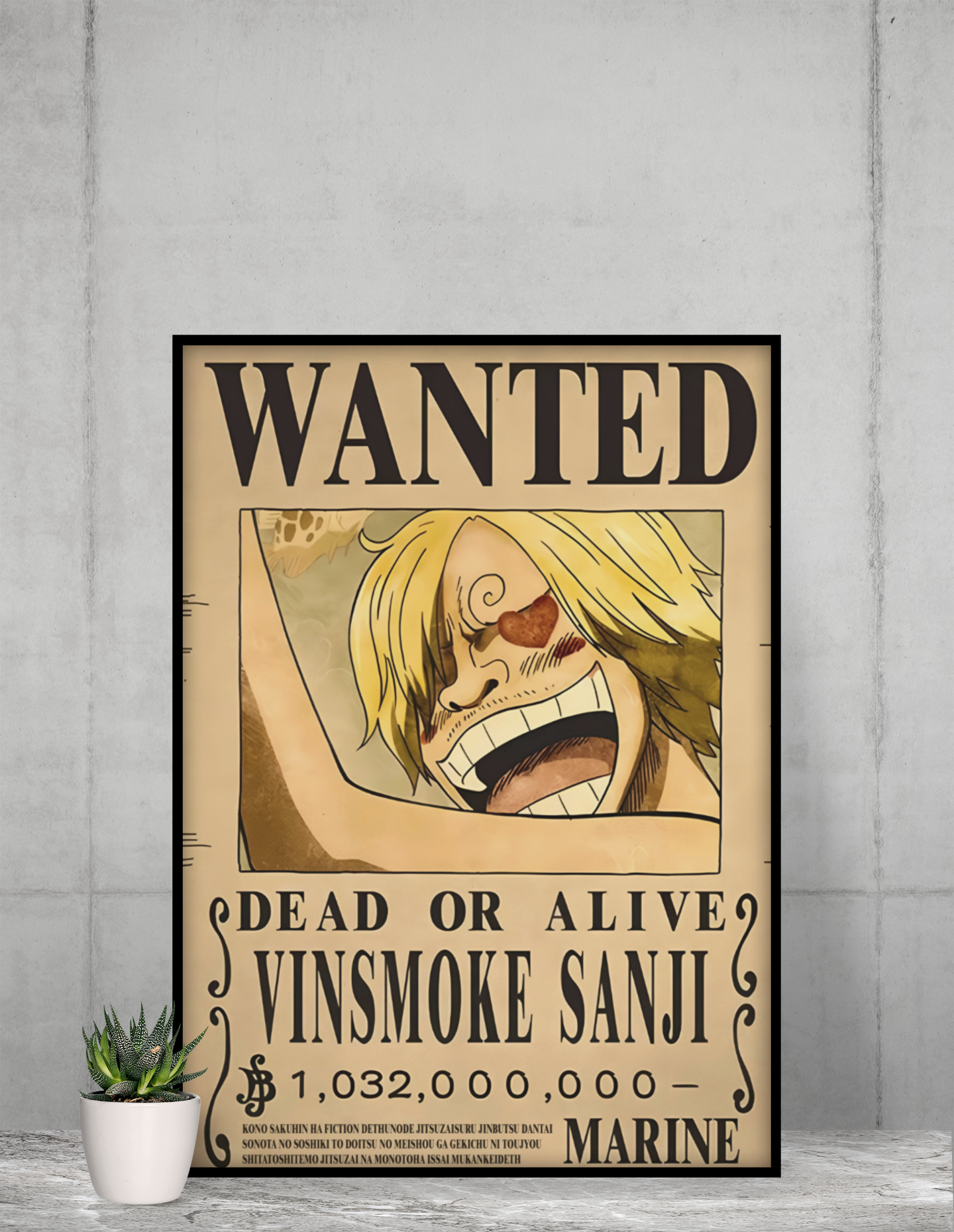 Vinsmoke Sanji Wanted Poster Acrylic Wall Art A3 Framed