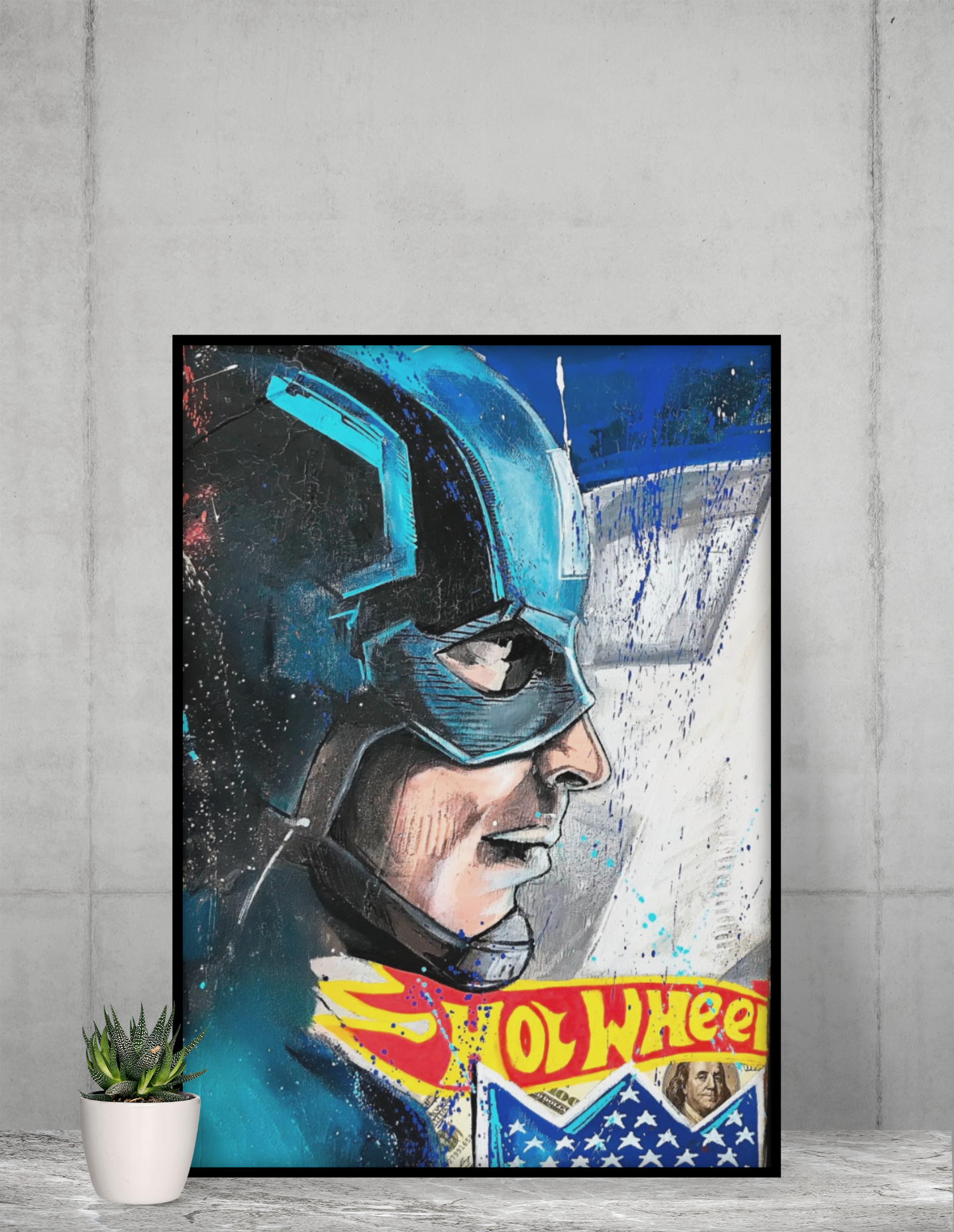 Captain America Pop Art Acrylic Wall Art A3 Black Frame