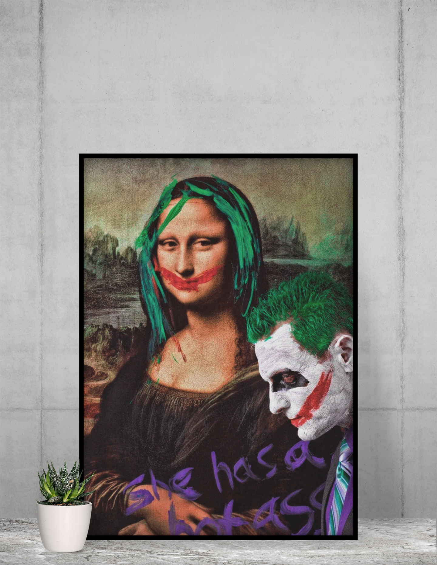 Joker Mona Lisa Pop Art Acrylic Wall Art A3 Black Frame