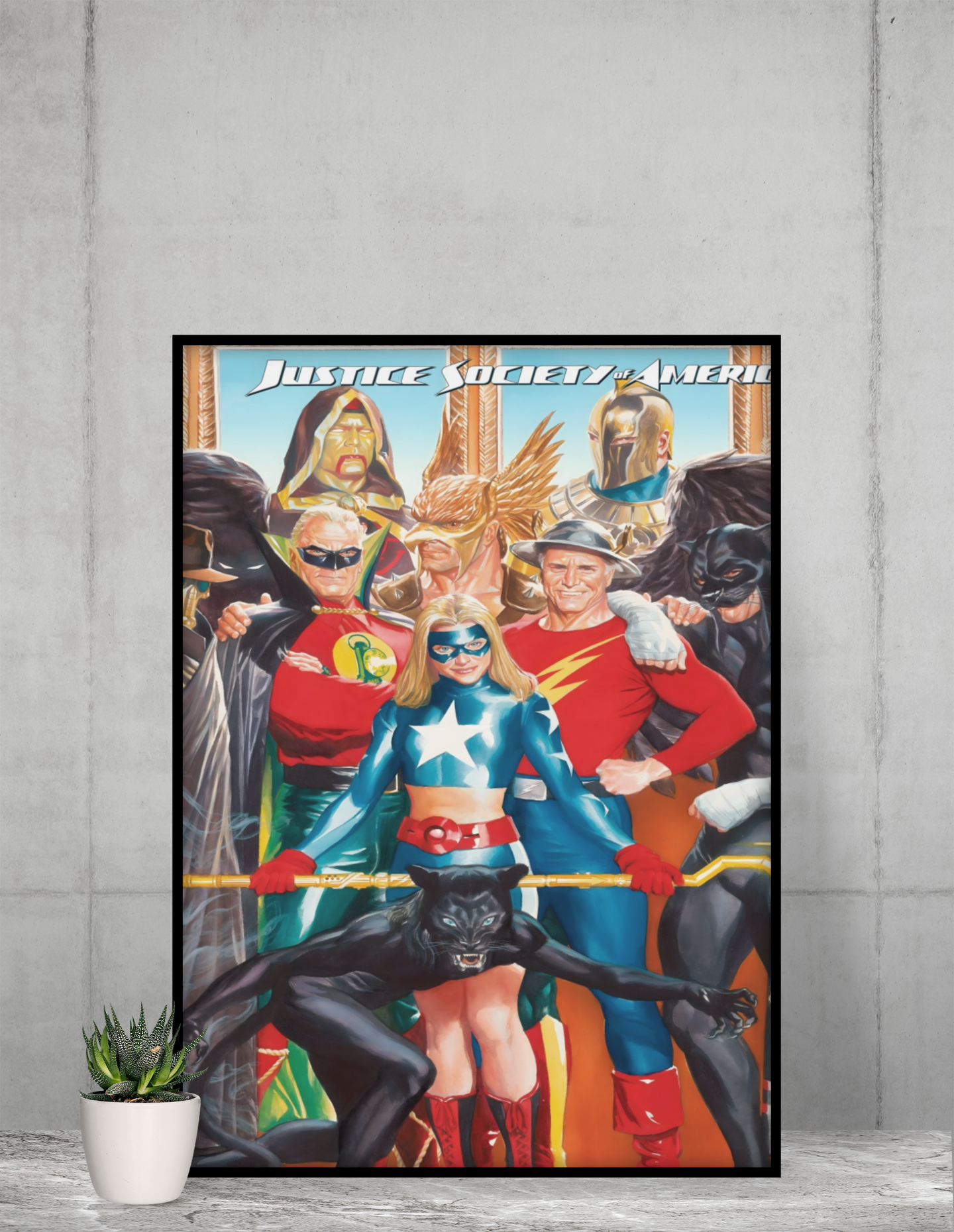 Justice Society Superhero Acrylic Wall Art A3 Black Frame