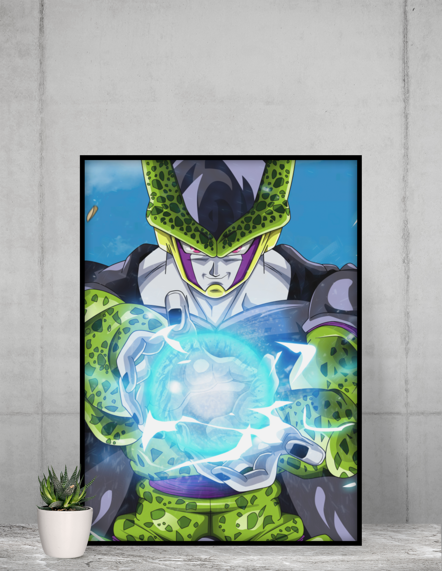 Perfect Cell Dragon Ball Anime Acrylic Wall Art A3 Black Frame