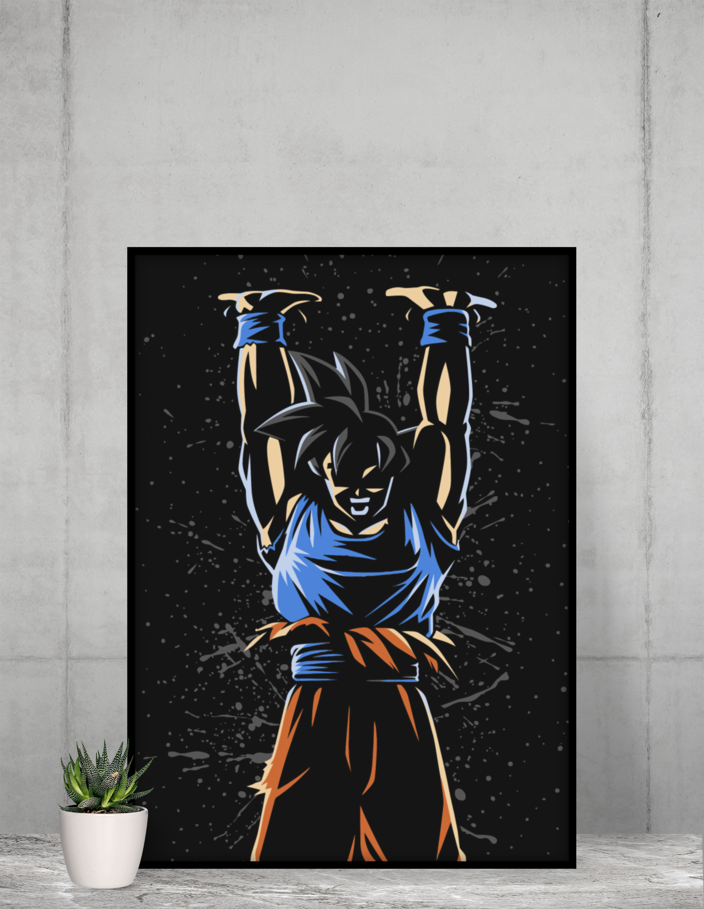 Goku Spirit Bomb Dragon Ball Anime Acrylic Wall Art A3 Black Frame