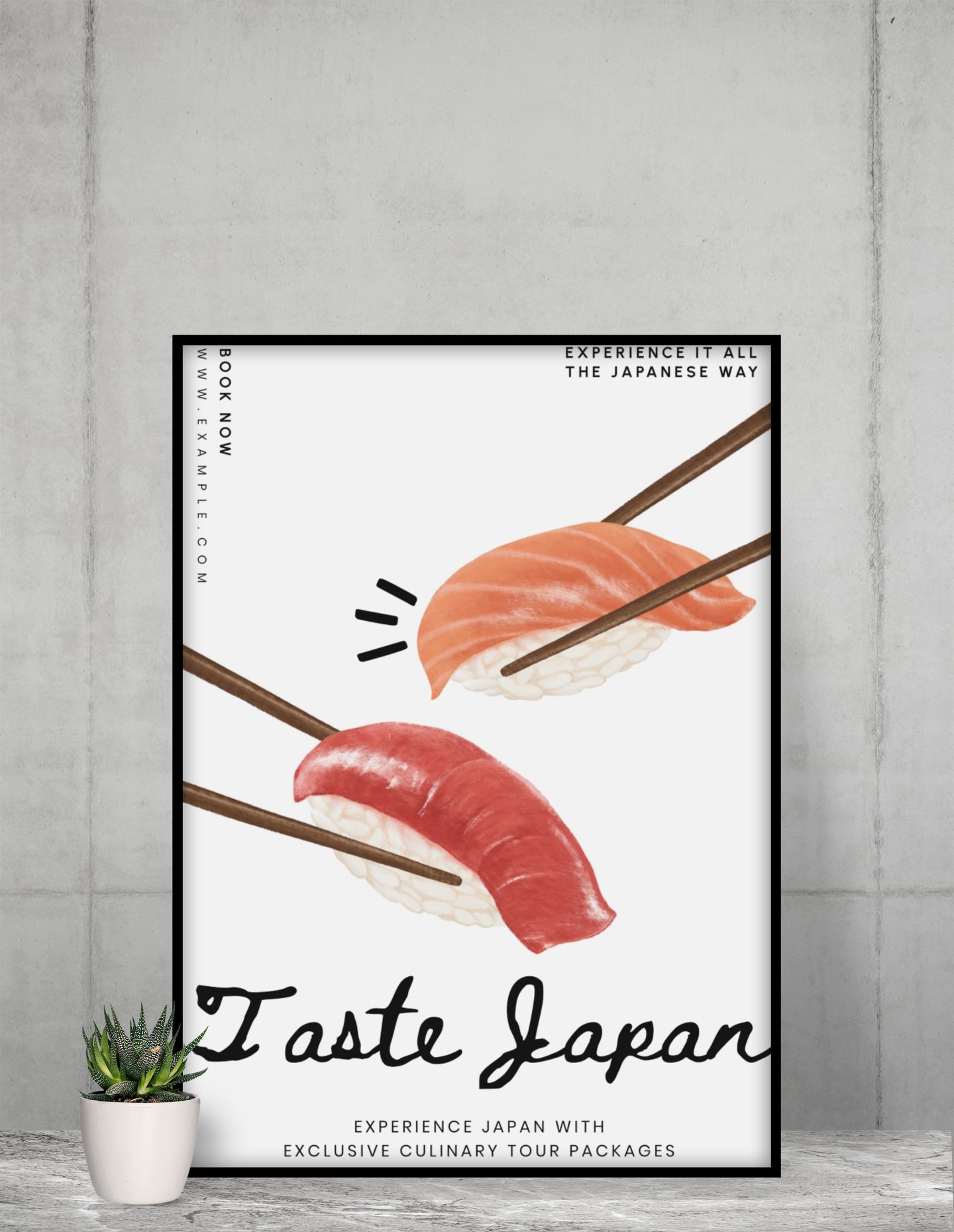 Sushi Japanese Food Poster Acrylic Wall Art A3 Black Frame
