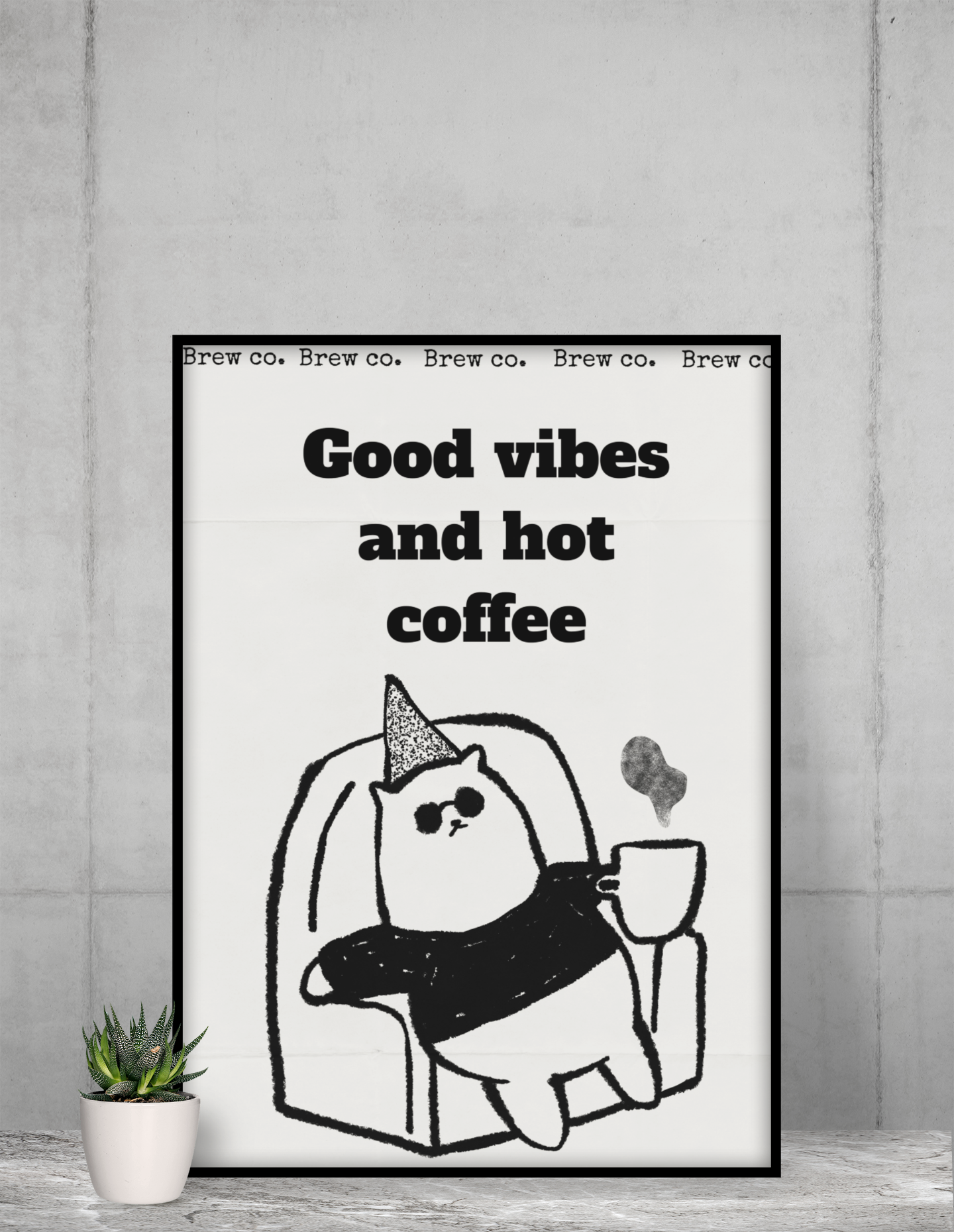 Coffee Quote Poster Cafe Wall Art A3 Black Frame